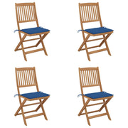 Tuinstoelen 4 st massief acaciahout inklapbaar met kussens