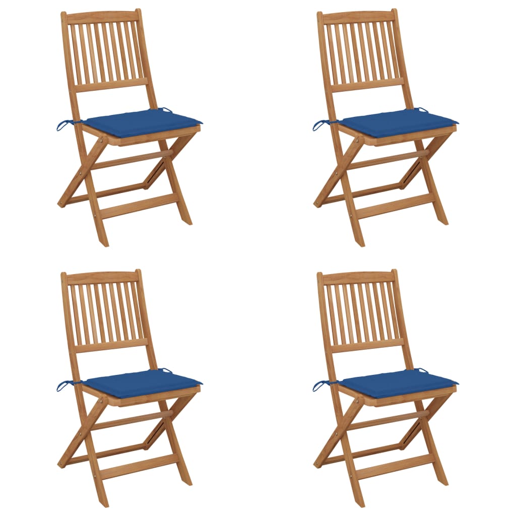Tuinstoelen 4 St Inklapbaar Met Kussens Massief Acaciahout koningsblauw