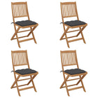Folding Garden Chairs 4 pcs with cushions solid acacia wood