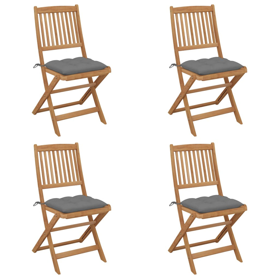 Tuinstoelen Inklapbaar Met Kussens Massief Acaciahout 4 Grijs