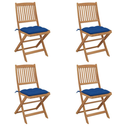Tuinstoelen Inklapbaar Met Kussens Massief Acaciahout 4 Blauw