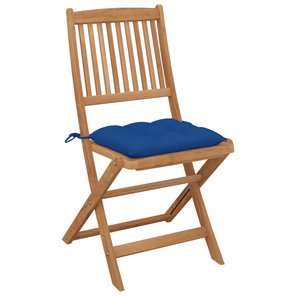 Tuinstoelen Inklapbaar Met Kussens Massief Acaciahout 4 Blauw