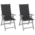 Garden Chairs 2 pcs Adjustable with Cushions Solid Acacia Wood