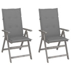 Garden Chairs 2 pcs Adjustable with Cushions Solid Acacia Wood