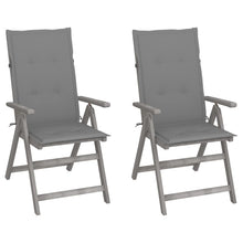 Tuinstoelen Verstelbaar Met Kussens Massief Acaciahout 2 Grijs