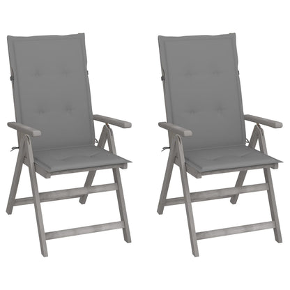 Tuinstoelen Verstelbaar Met Kussens Massief Acaciahout 2 Grijs