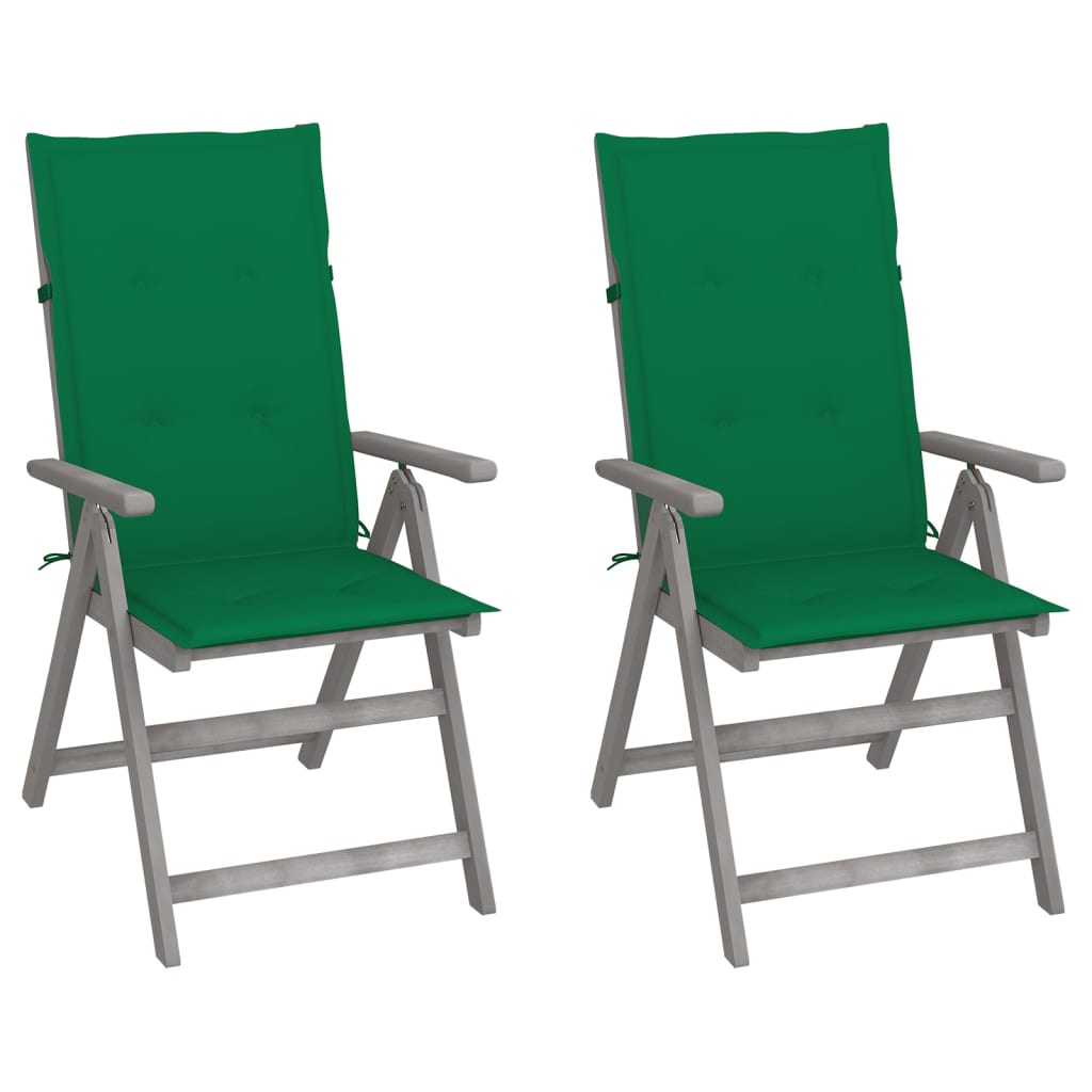 Tuinstoelen Verstelbaar Met Kussens Massief Acaciahout 2 Groen