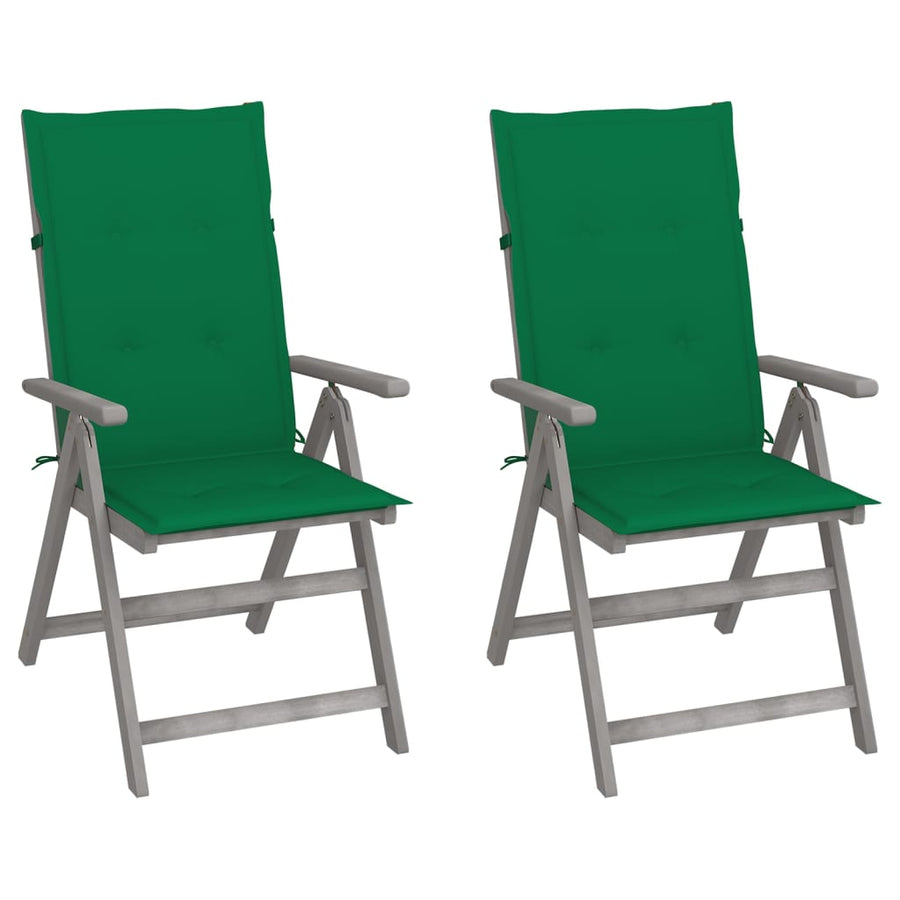 Tuinstoelen Verstelbaar Met Kussens Massief Acaciahout 2 Groen