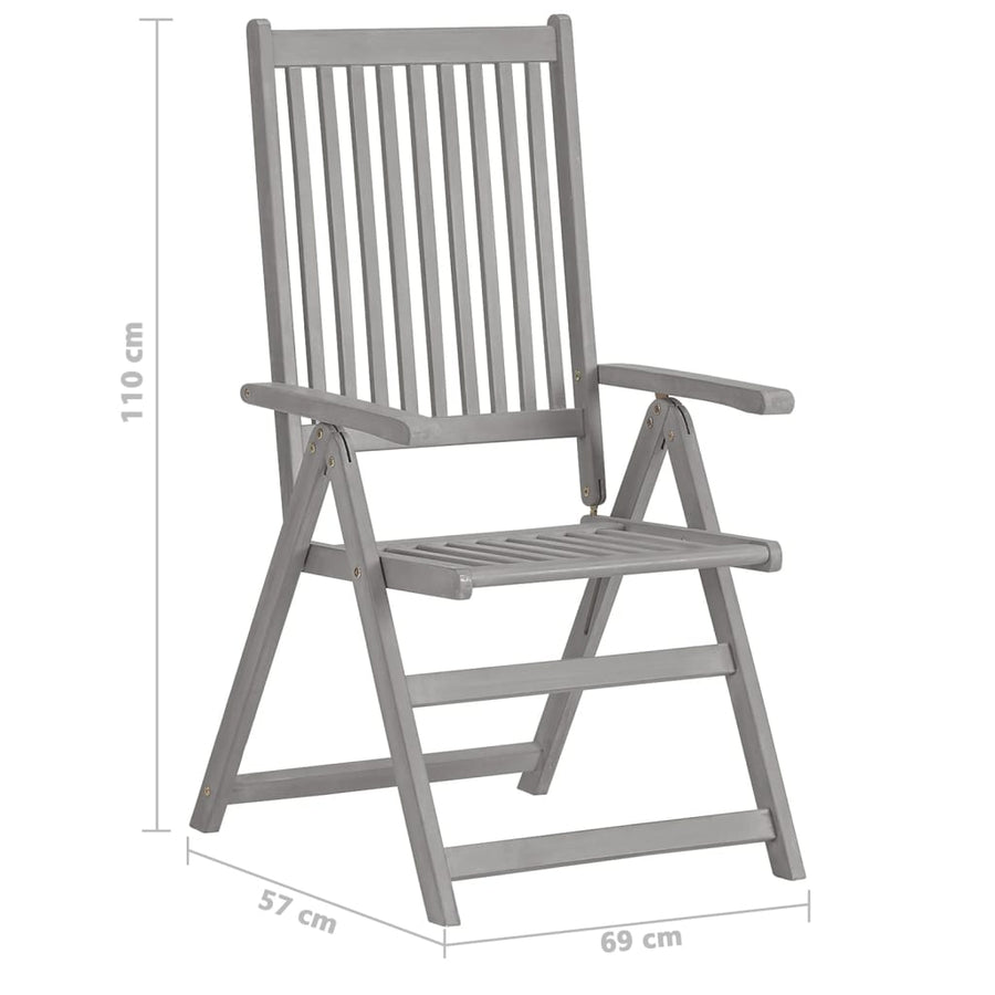 Tuinstoelen Verstelbaar Met Kussens Massief Acaciahout 2 Zwart