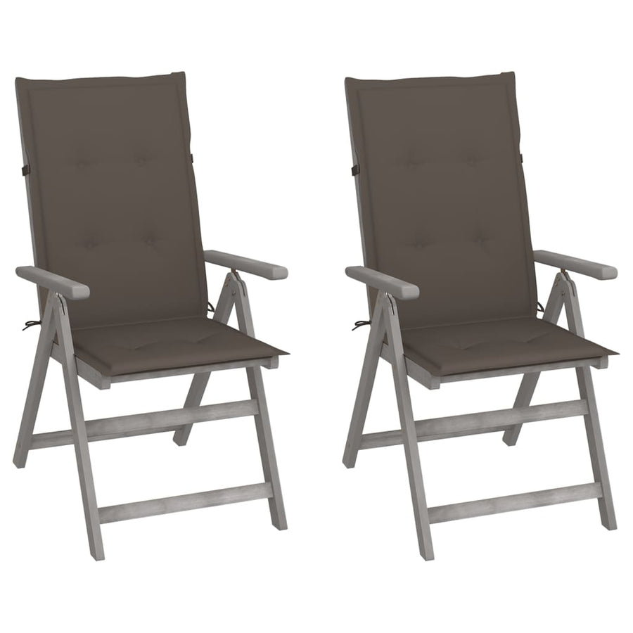 Tuinstoelen Verstelbaar Met Kussens Massief Acaciahout 2 Taupe