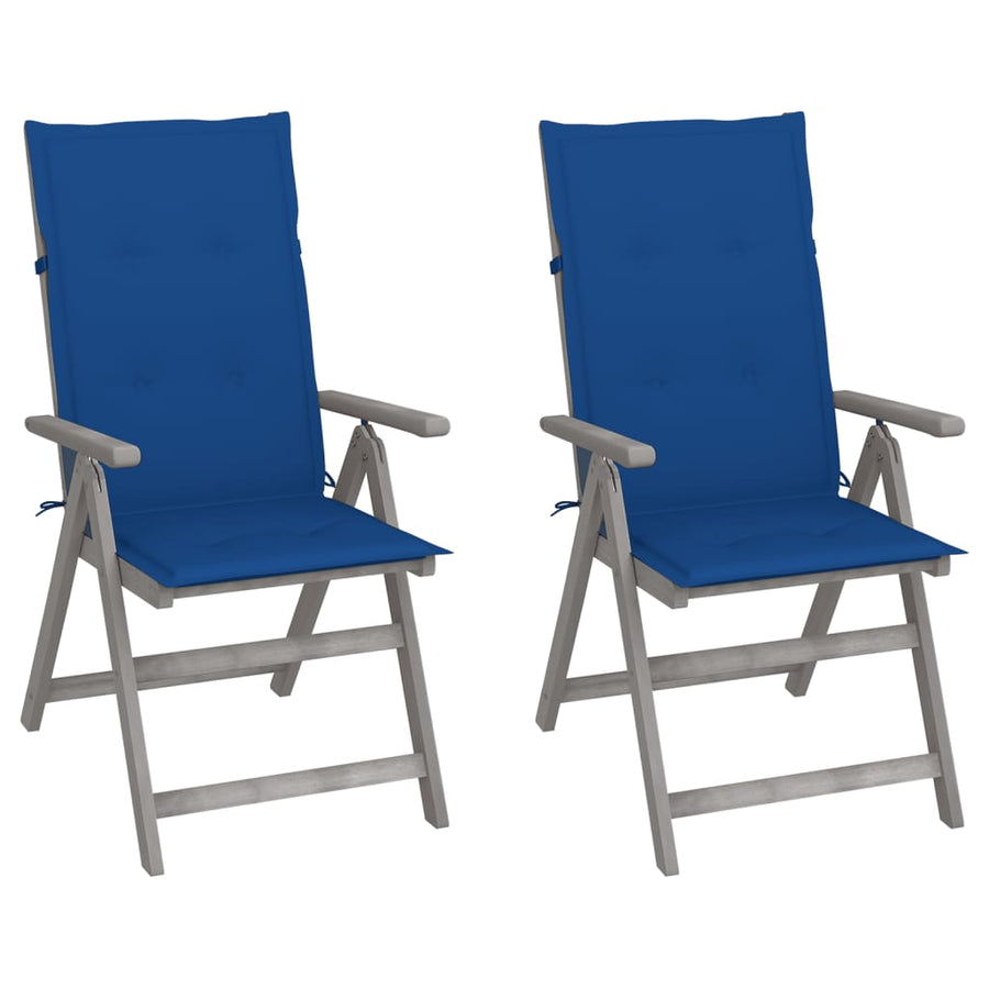 Tuinstoelen Verstelbaar Met Kussens Massief Acaciahout 2 koningsblauw