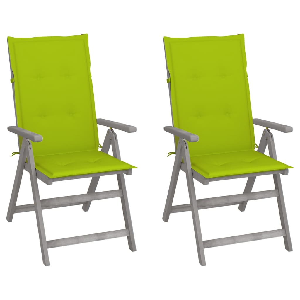 Tuinstoelen Verstelbaar Met Kussens Massief Acaciahout 2 Heldergroen