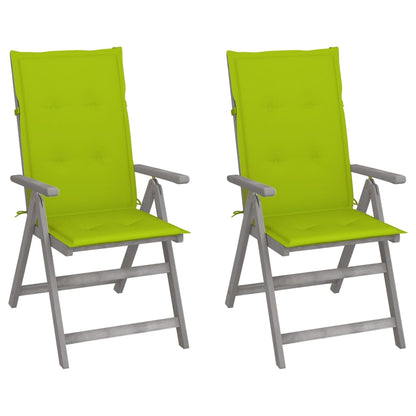 Tuinstoelen Verstelbaar Met Kussens Massief Acaciahout 2 Heldergroen
