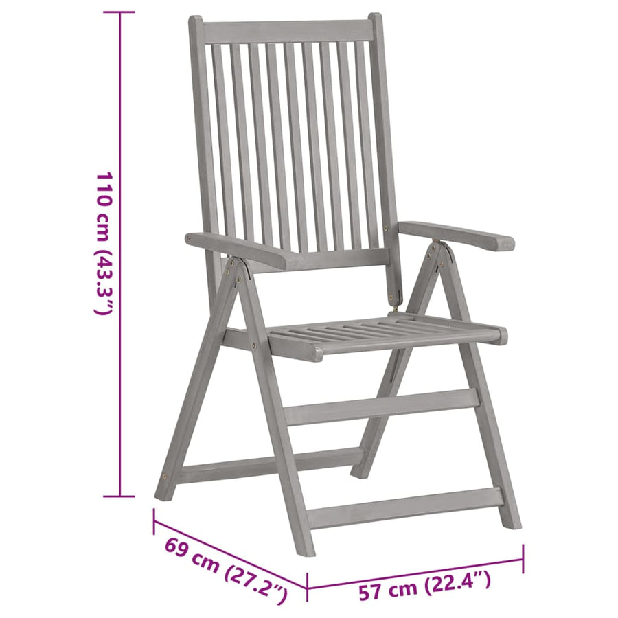 Tuinstoelen Verstelbaar Met Kussens Massief Acaciahout 2 Rood ruitpatroon
