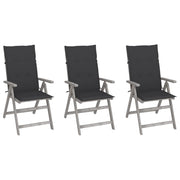 Tuinstoelen 3 stuks massief acaciahout verstelbaar grijs