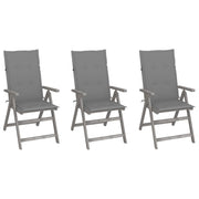 Tuinstoelen massief acaciahout verstelbaar 3 stuks