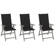 Tuinstoelen 3 stuks massief acaciahout verstelbaar grijs