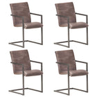 Eetkamerstoelen 4 stuks echt leer bruin 51x56x91 cm
