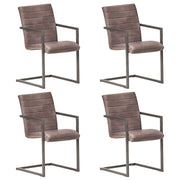 Eetkamerstoelen 4 stuks echt leer bruin 51x56x91 cm