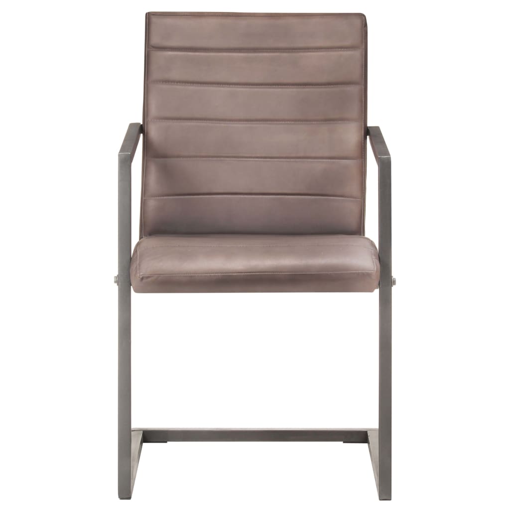 Eetkamerstoelen 4 st echt leer bruin