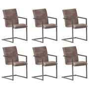 Eetkamerstoelen 6 stuks echt leer bruin