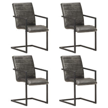 Eetkamerstoelen Echt Leer 4 Grijs Patroon 1