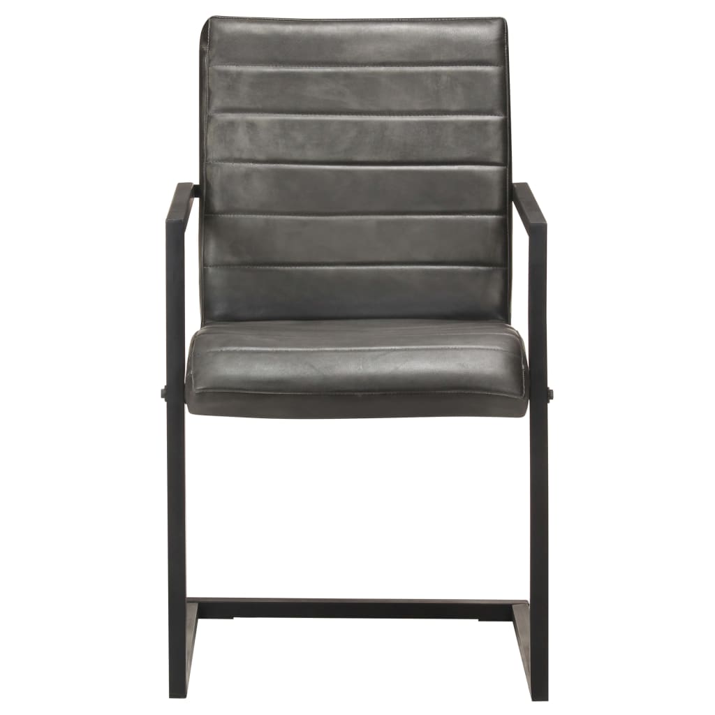 Eetkamerstoelen Echt Leer 4 Grijs Patroon 1