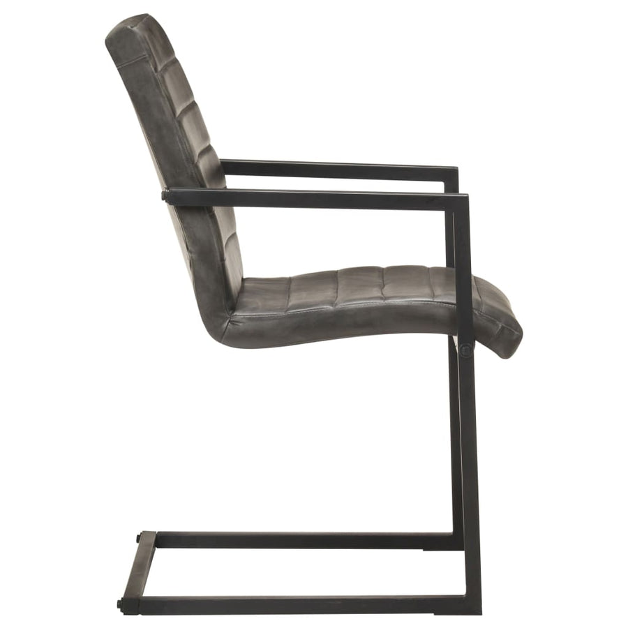 Eetkamerstoelen Echt Leer 4 Grijs Patroon 1