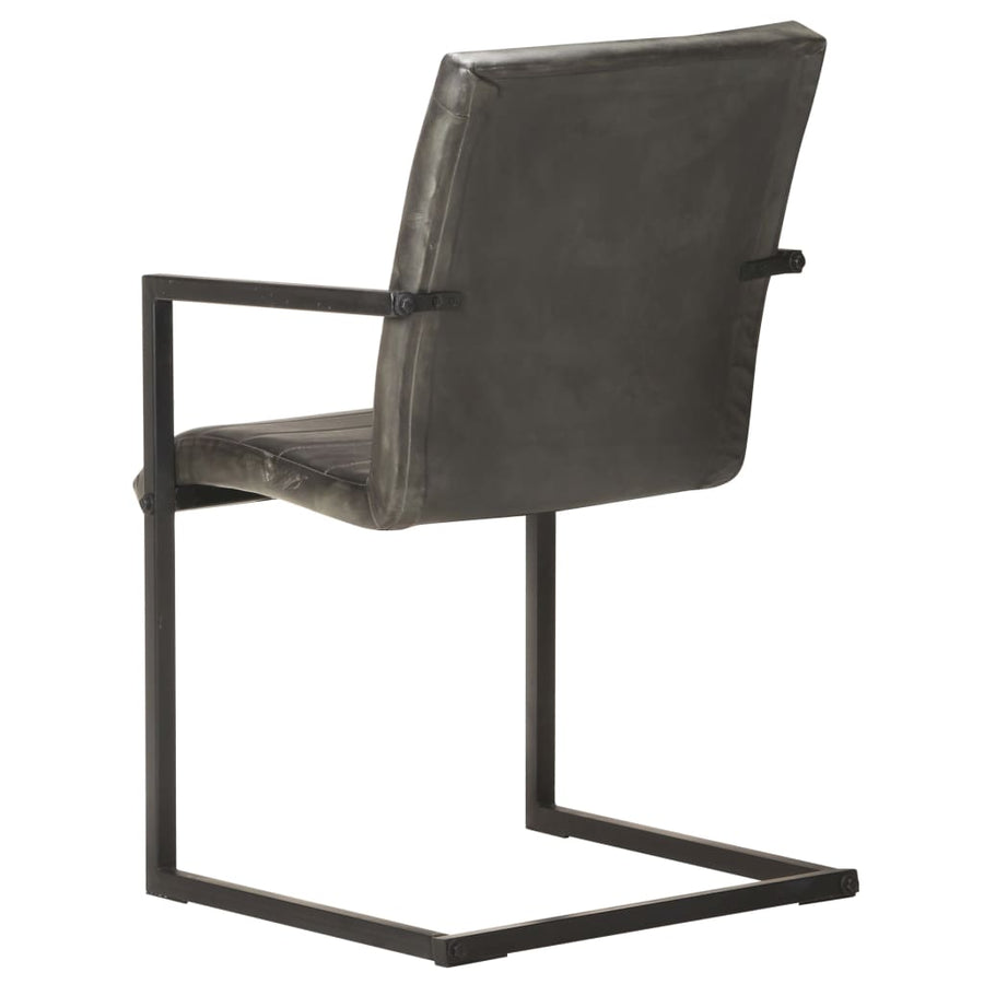 Eetkamerstoelen Echt Leer 4 Grijs Patroon 1