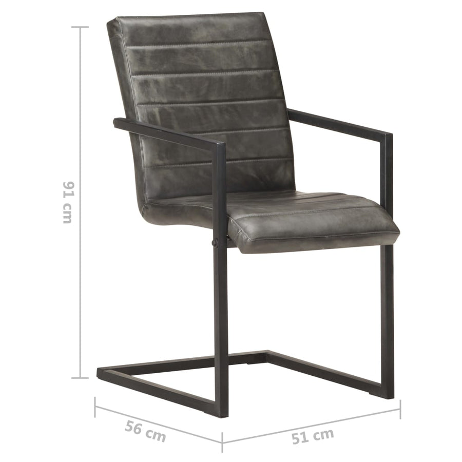 Eetkamerstoelen Echt Leer 4 Grijs Patroon 1