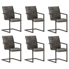 Dining chairs 6 pcs genuine leather grey