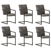 Eetkamerstoelen 6 stuks echt leer grijs
