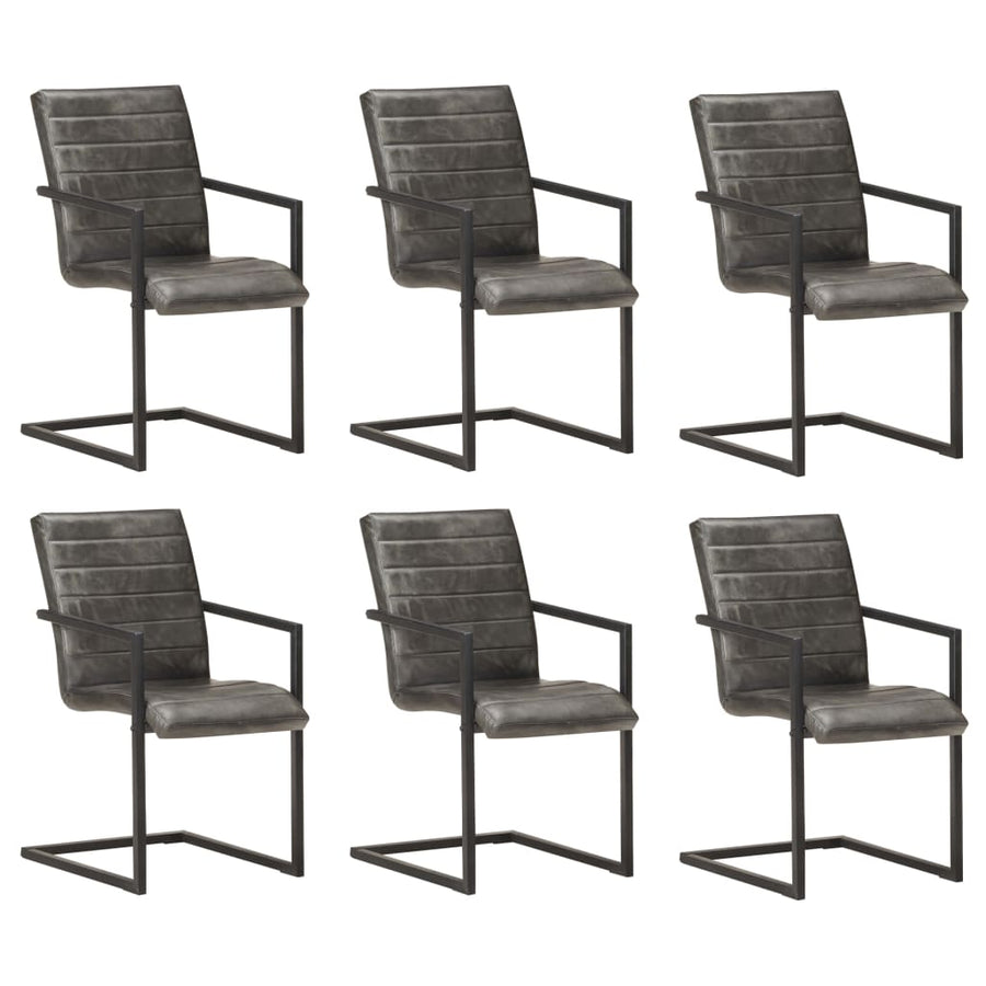 Eetkamerstoelen Echt Leer 6 Grijs Patroon 1
