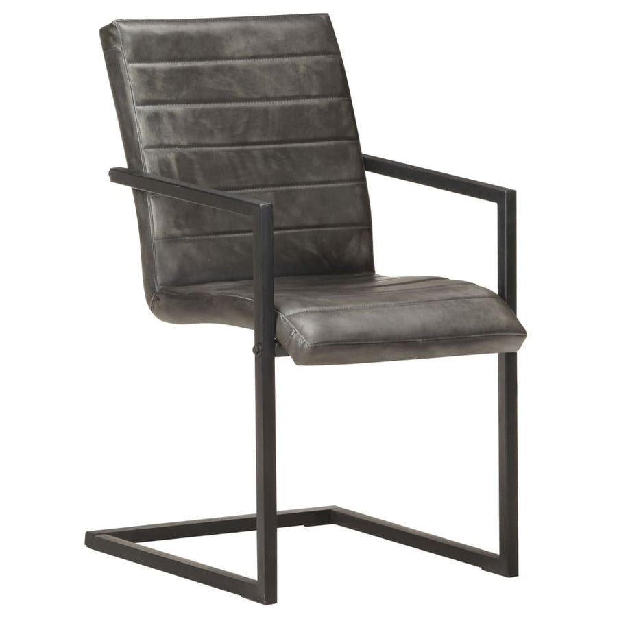 Eetkamerstoelen Echt Leer 6 Grijs Patroon 1