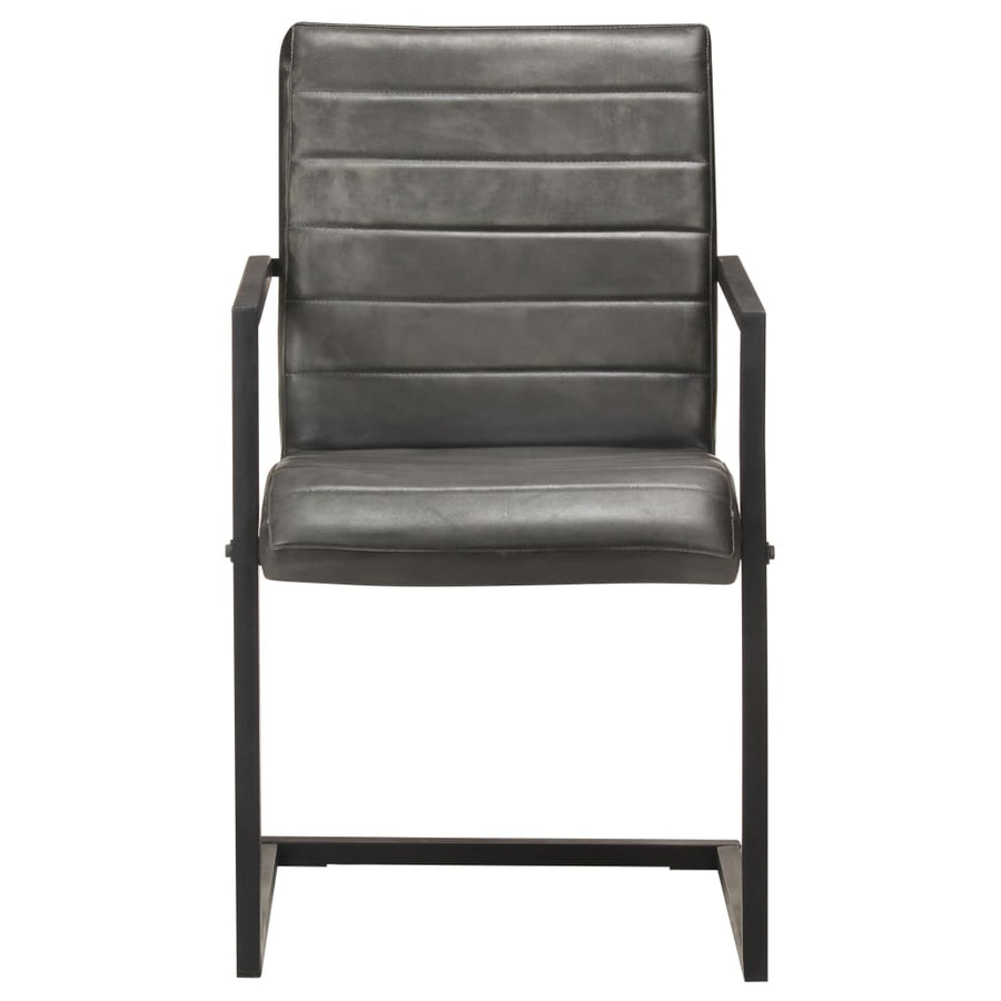 Eetkamerstoelen Echt Leer 6 Grijs Patroon 1