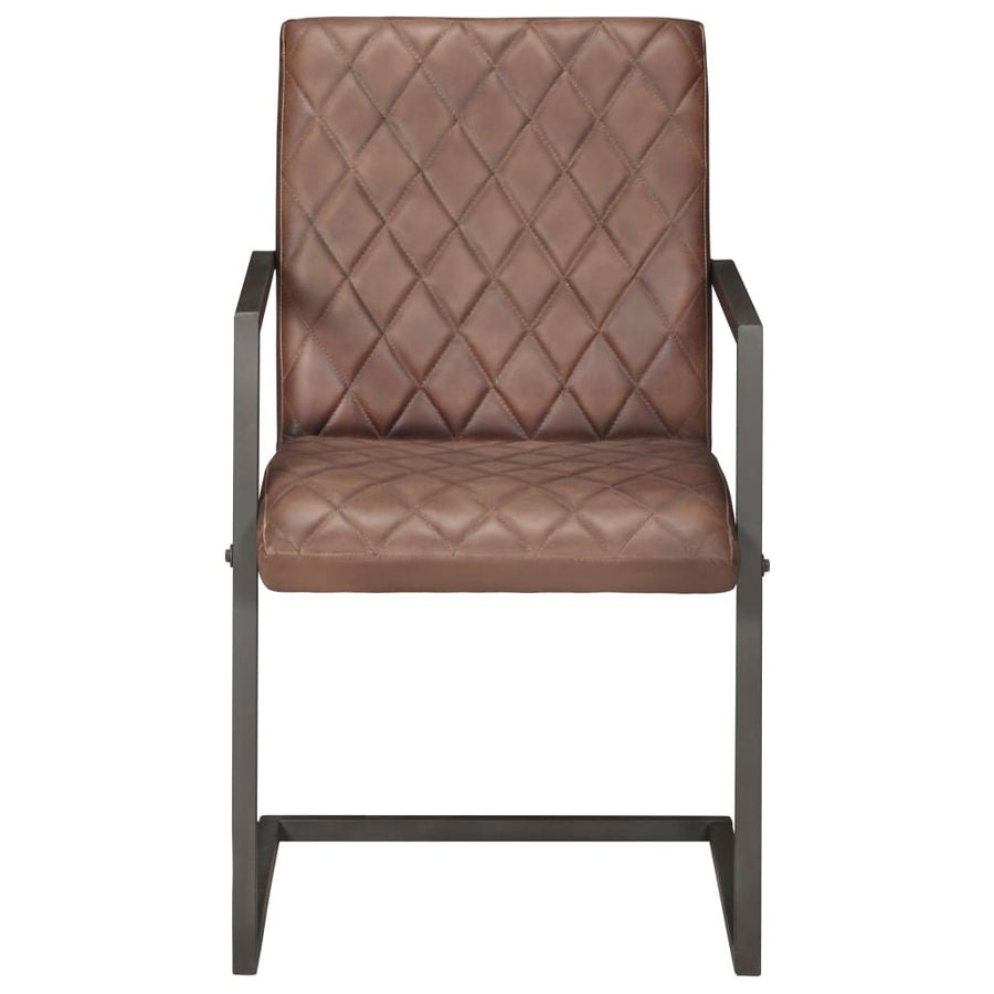 Eetkamerstoelen 4 st echt leer bruin