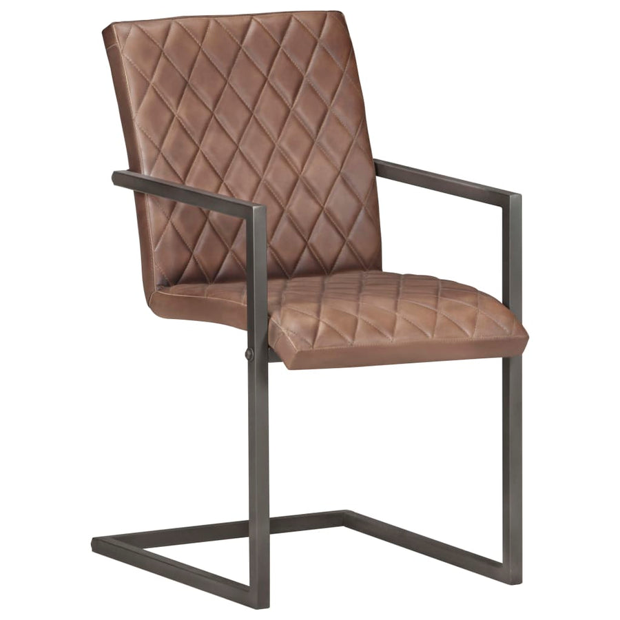 Eetkamerstoelen 6 st echt leer bruin