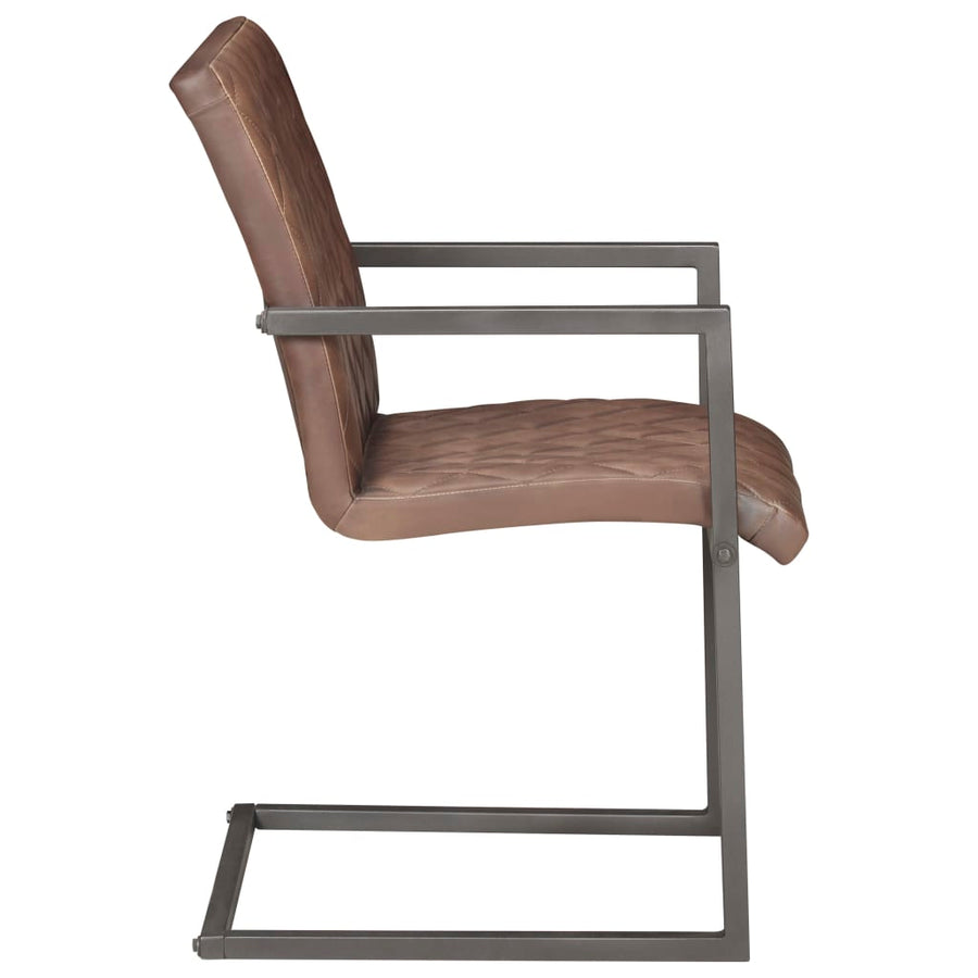 Eetkamerstoelen 6 st echt leer bruin