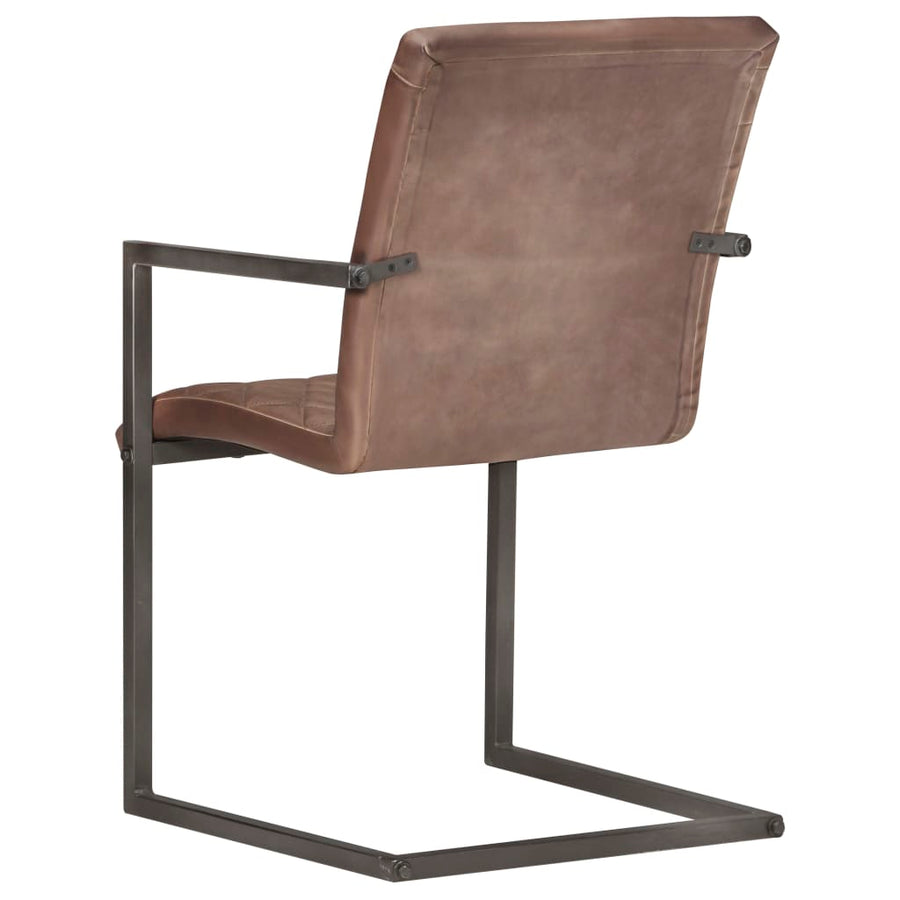 Eetkamerstoelen 6 st echt leer bruin