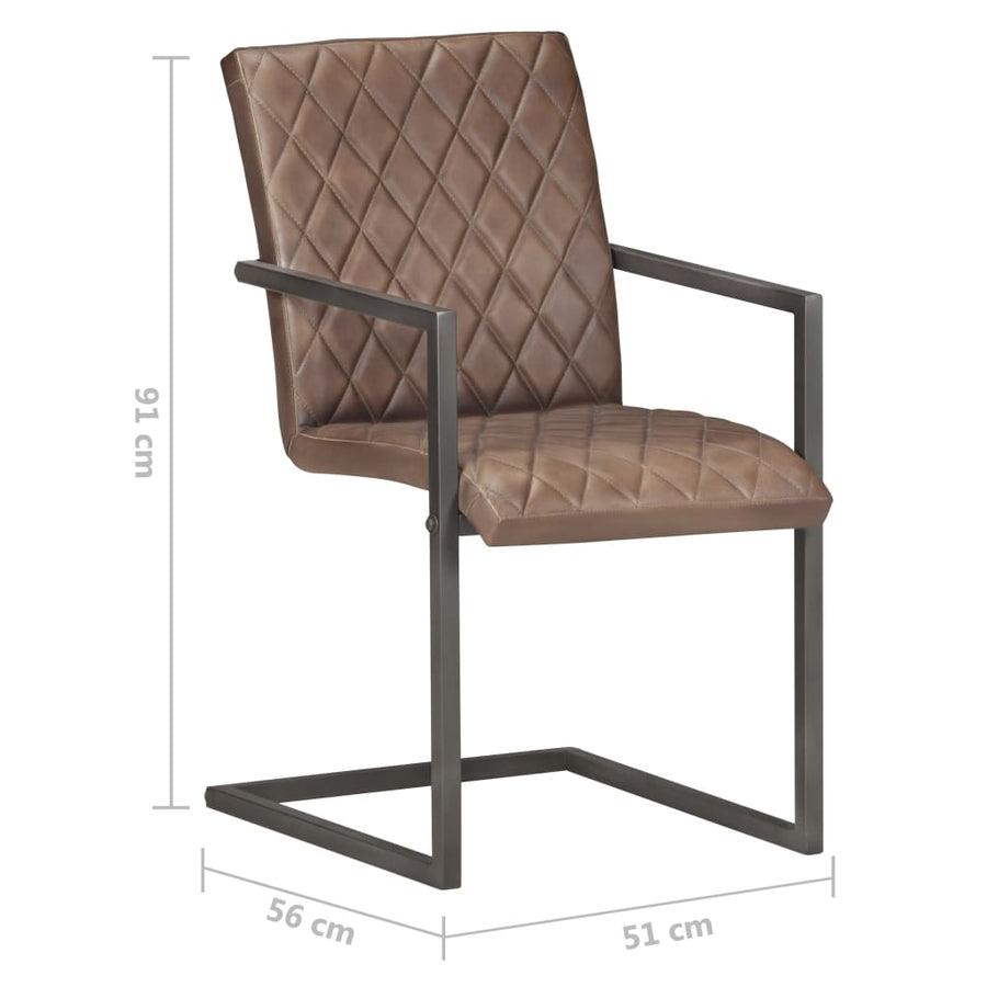 Eetkamerstoelen 6 st echt leer bruin