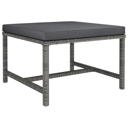 3-Delige Loungeset Met Kussens Poly Rattan Grijs hoek + midden + voetensteun