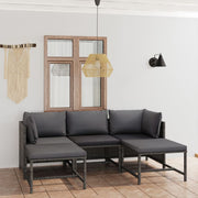 Loungeset 5-delig poly rattan grijs