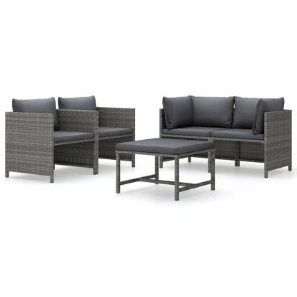 5-Delige Loungeset Met Kussens Poly Rattan 1