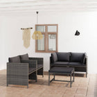 5-Delige Loungeset Met Kussens Poly Rattan Grijs 2x hoek + 2x Fauteuil + Tafel