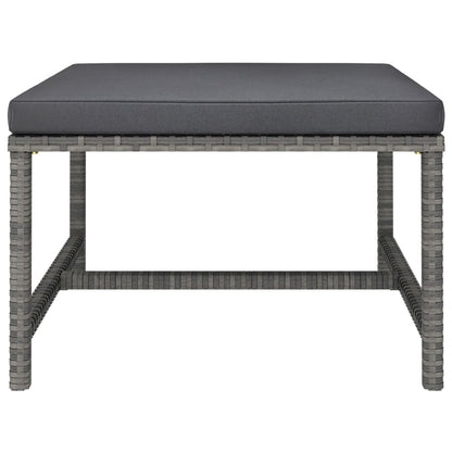 6-Delige Loungeset Met Kussens Poly Rattan Grijs 2x hoek + 2x midden + 2x voetensteun