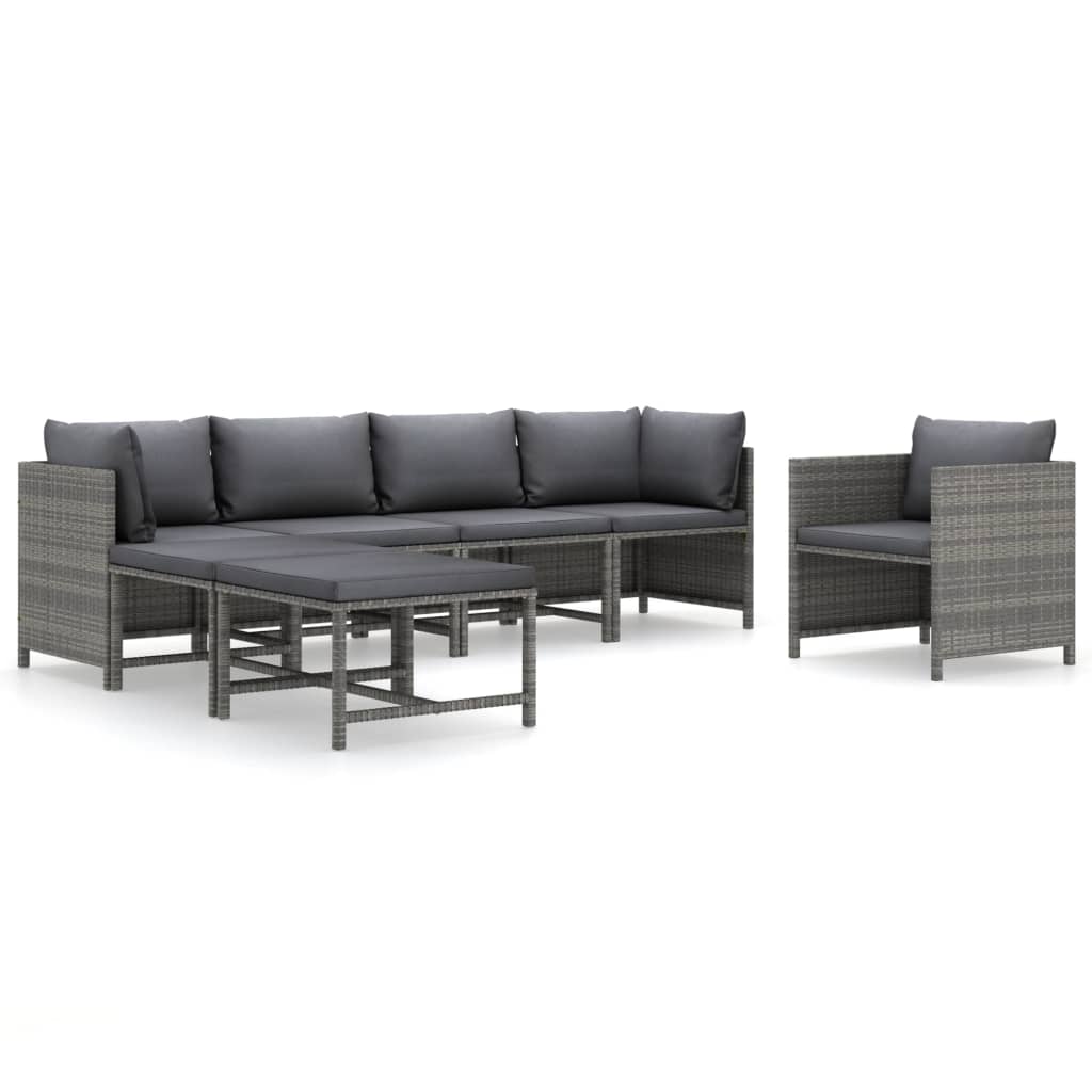 7-Delige Loungeset Met Kussens Poly Rattan 1