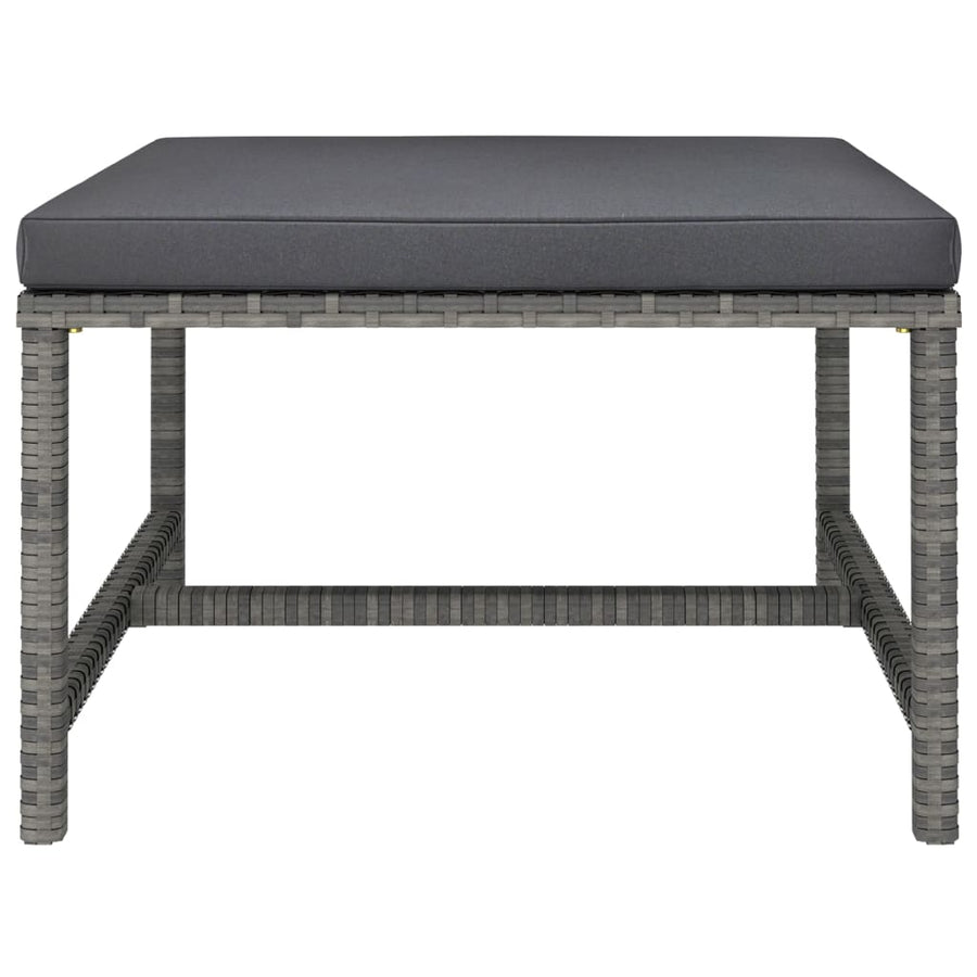 6-Delige Loungeset Met Kussens Poly Rattan Grijs 4x hoek + midden + Tafel