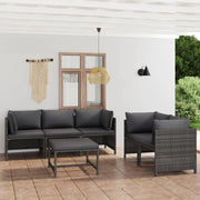 Loungeset 6-delig poly rattan grijs
