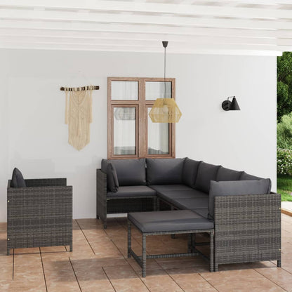 7-Delige Loungeset Met Kussens Poly Rattan 1