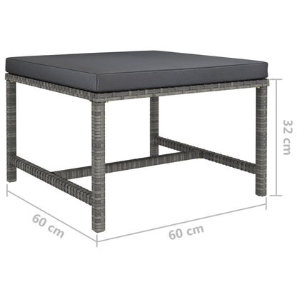7-Delige Loungeset Met Kussens Poly Rattan Grijs 2x hoek + 2x midden + 3x voetensteun